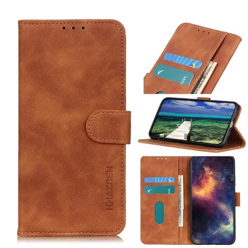 Funda para Teléfono Samsung Galaxy A35 5G Khazneh Cuero con Tapa Horizontal Textura Retro (Marrón)