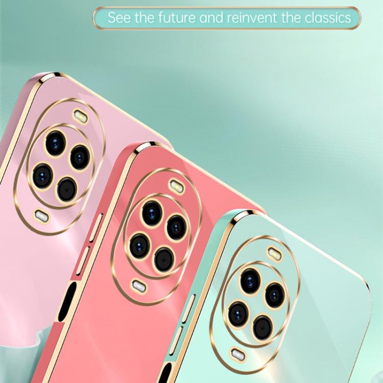 Funda de TPU con borde recto 6D galvanizado para Huawei Nova 14 XINLI con soporte para anillo (rojo espino)