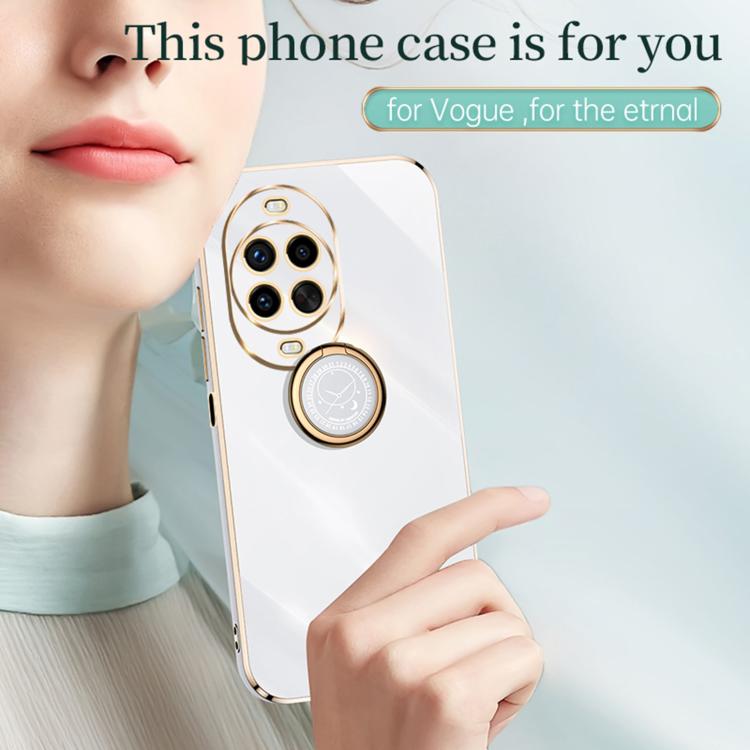 Funda de TPU con borde recto 6D galvanizado y soporte para anillo para Huawei Nova 14 Ultra XINLI (negro)