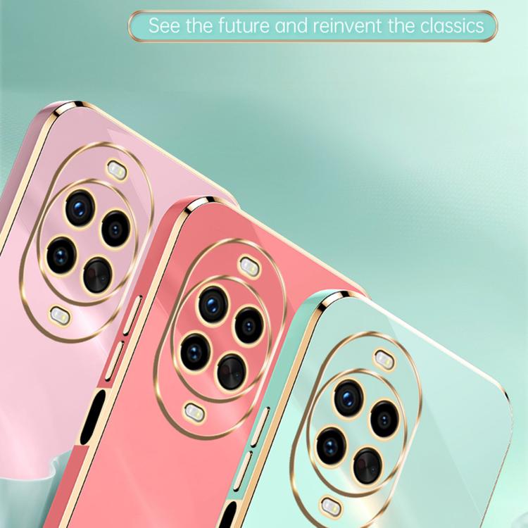 Funda de TPU con borde recto 6D galvanizado y soporte para anillo para Huawei Nova 14 Ultra XINLI (verde menta)
