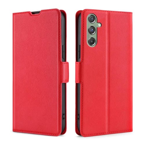 Funda para Teléfono Samsung Galaxy M34 5G F34 5G Cuero Tapa Horizontal Hebilla Lateral Ultradelgada (Rojo)
