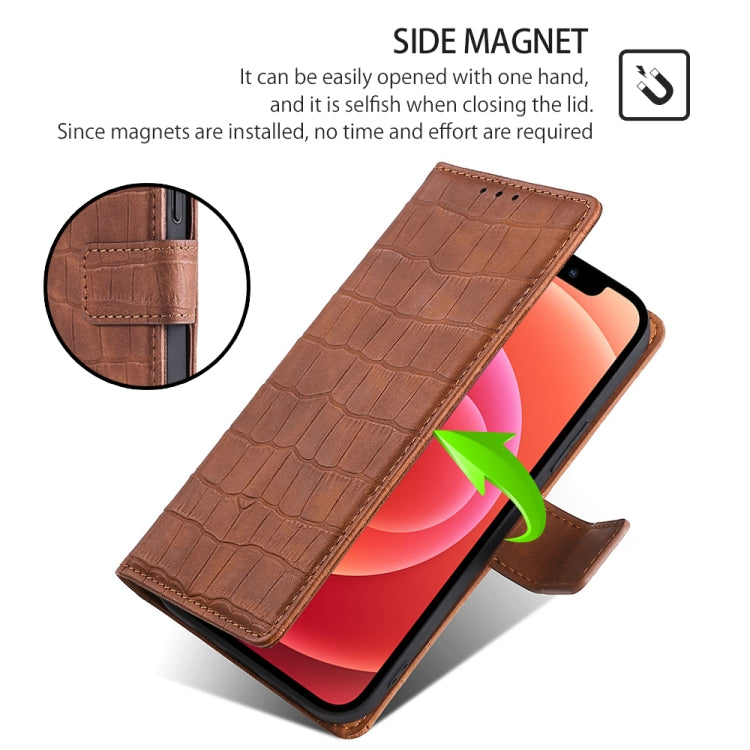 Funda de Piel OnePlus Nord Ce 4 Lite 5G con Cierre Magnético y Diseño de Cocodrilo (Marrón)