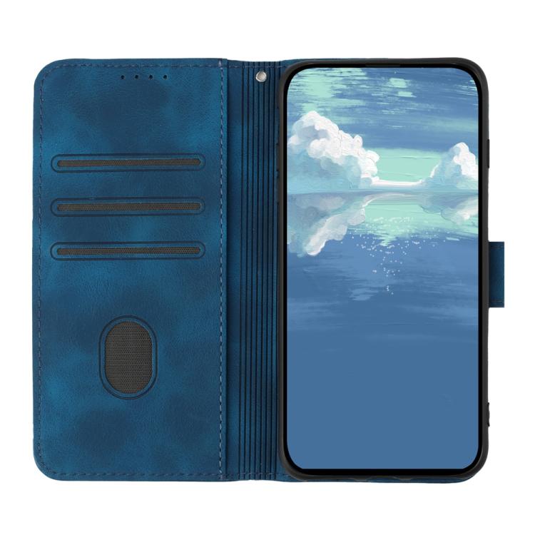 Funda de Cuero con Textura de Piel para Oppo A5 Pro 5G (Azul Real)
