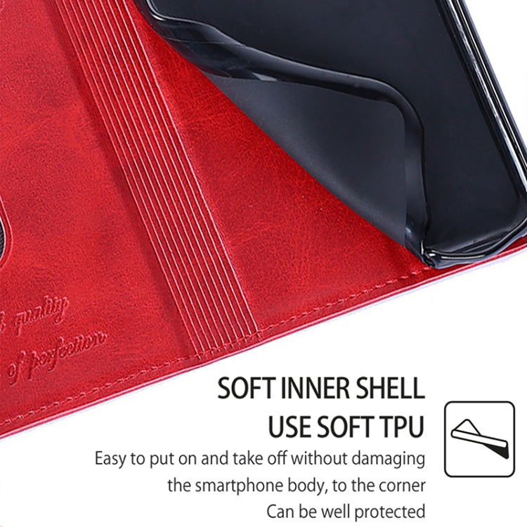 Funda de Cuero Magnética Textura de Vaca para OnePlus Ace 3 Pro 5G (Rojo)