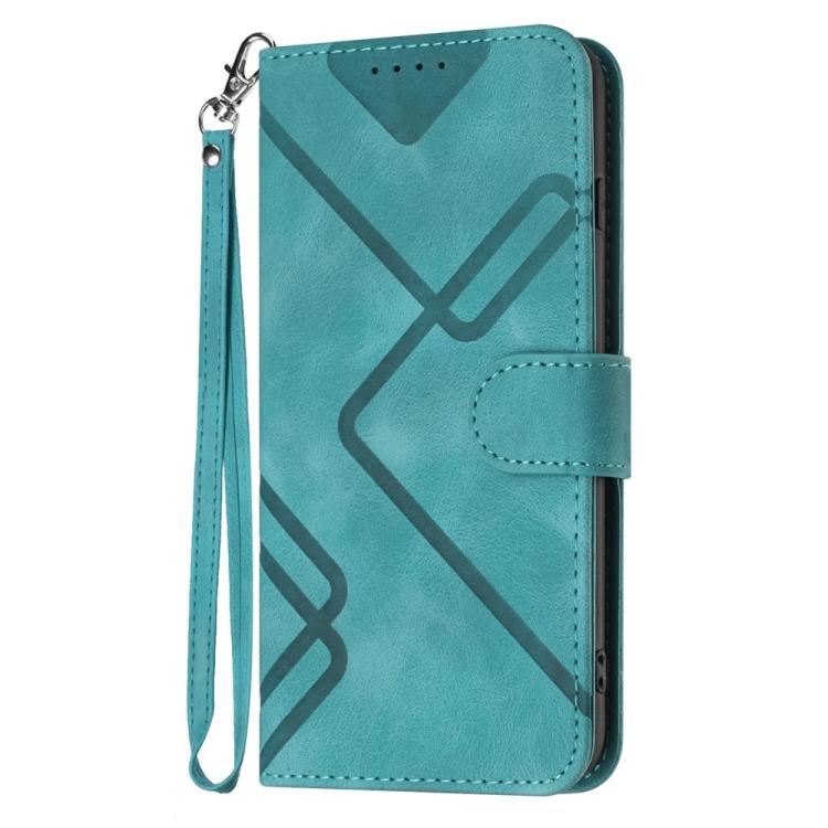 Funda de Cuero para Huawei Nova 12 Pro y Nova 12 Ultra con Diseño de Líneas y Tacto Suave (Azul Claro)