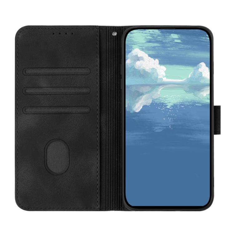 Funda de Cuero para Huawei Enjoy 20E con Diseño de Líneas y Tacto Suave (Negra)