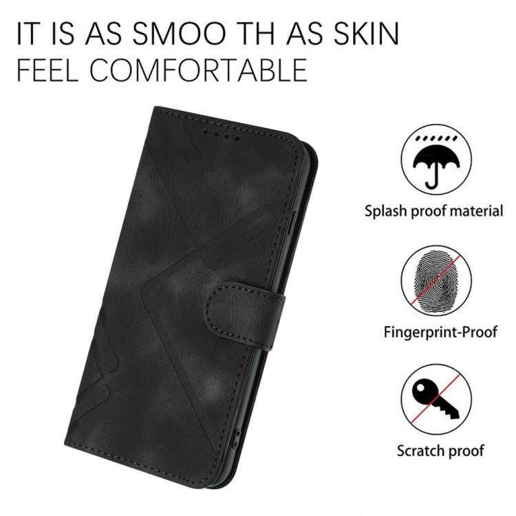 Funda de Cuero para Huawei Enjoy 20E con Diseño de Líneas y Tacto Suave (Negra)