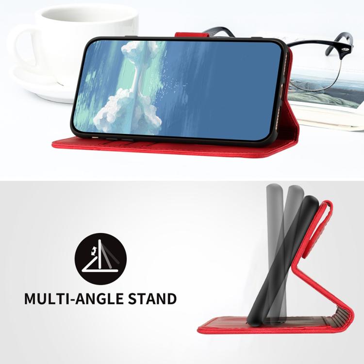 Funda de Cuero para Huawei Enjoy 20 Se 4G con Diseño de Líneas y Tacto Suave (Rojo)