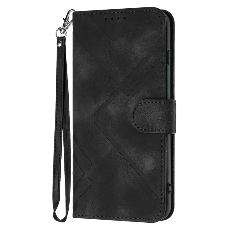 Funda de Cuero para Huawei Enjoy 20 Se 4G con Diseño de Líneas y Tacto Suave (Negra)