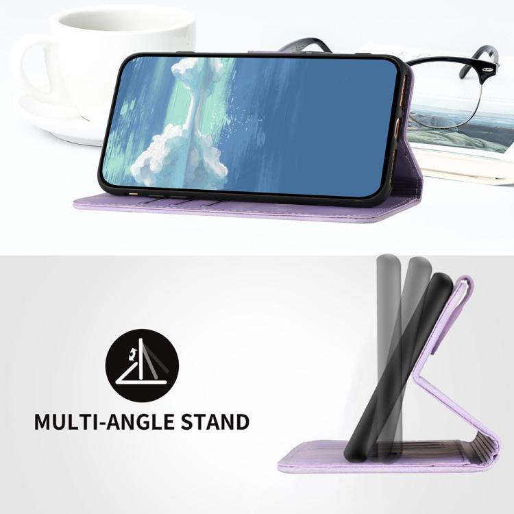 Funda Piel Sintética Huawei Enjoy 20 Se 4G Diseño Líneas Tacto Suave (Morado Claro)