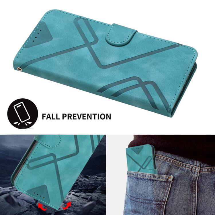 Funda de Piel Sintética para Huawei Enjoy 20 Se 4G con Diseño de Líneas y Tacto Suave (Azul Claro)