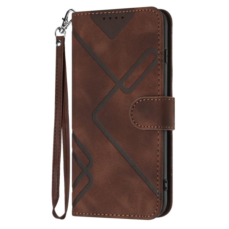 Funda de Cuero Huawei Enjoy 50 Pro Nova Y90 Diseño de Líneas Tacto Suave (Café)