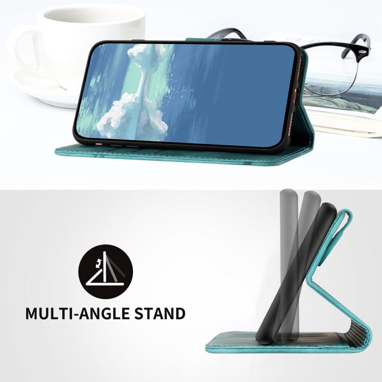 Funda de Cuero para Huawei Enjoy 50 Pro y Nova Y90 con Diseño de Líneas y Tacto Suave (Azul Claro)