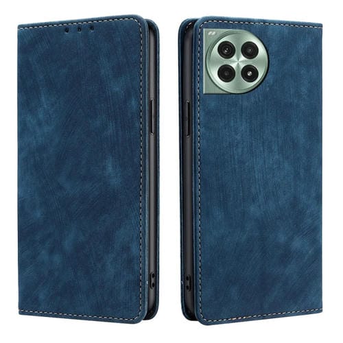 Funda Cuero Magnética con Cepillo Antirrobo RFID para OnePlus Ace 3 Pro 5G (Azul)