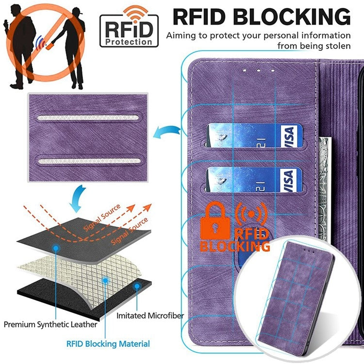 Funda de Cuero Magnética Antirrobo Rfid para OnePlus Nord Ce 4 Lite 5G (Morado)