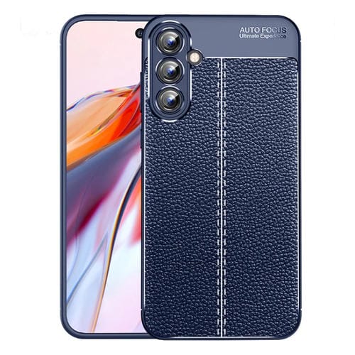 Funda para Teléfono Samsung Galaxy A55 Litchi Texture TPU a Prueba de Golpes (Azul)