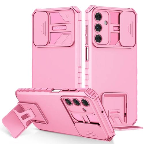 Funda para Teléfono Samsung Galaxy A15 5G con Soporte Estereoscópico y Escudo de Levas Deslizante (Rosa)