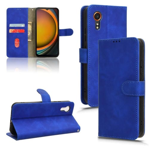 Funda de Cuero para Samsung Galaxy Xcover 7 Skin Feel con Tapa Magnética (Azul)