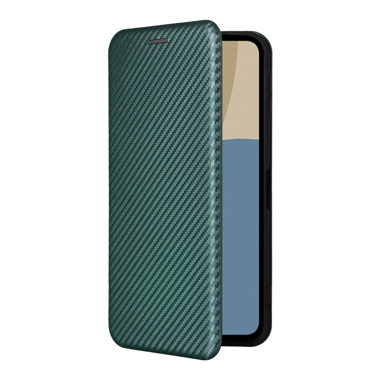 Funda de Cuero con Tapa y Textura de Fibra de Carbono para Sharp Aquos Sense9 (Verde)