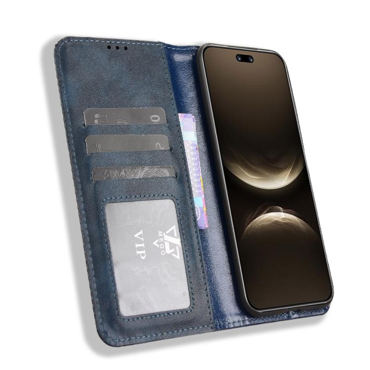 Funda de cuero con textura retro y hebilla magnética para Huawei Nova 14 5G (azul)