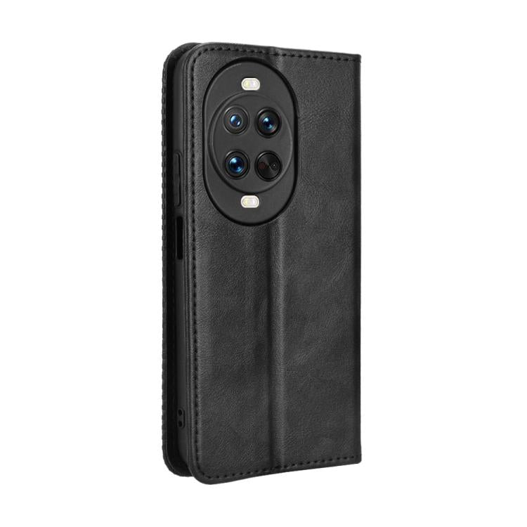 Funda de cuero con textura retro y hebilla magnética para Huawei Nova 14 Ultra 5G (negro)