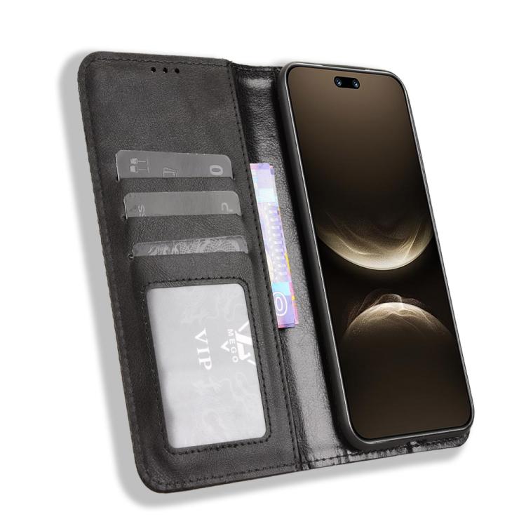 Funda de cuero con textura retro y hebilla magnética para Huawei Nova 14 Ultra 5G (negro)