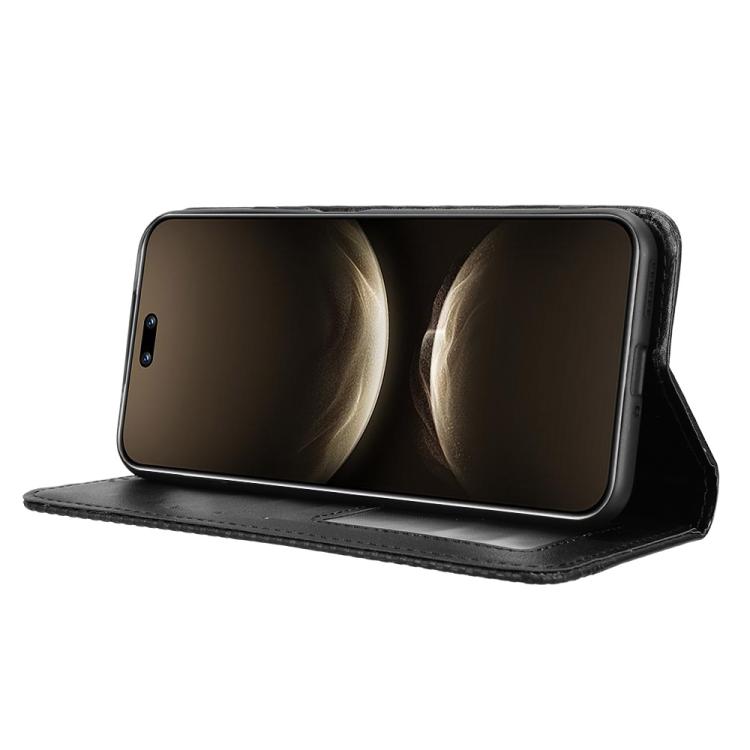 Funda de cuero con textura retro y hebilla magnética para Huawei Nova 14 Ultra 5G (negro)