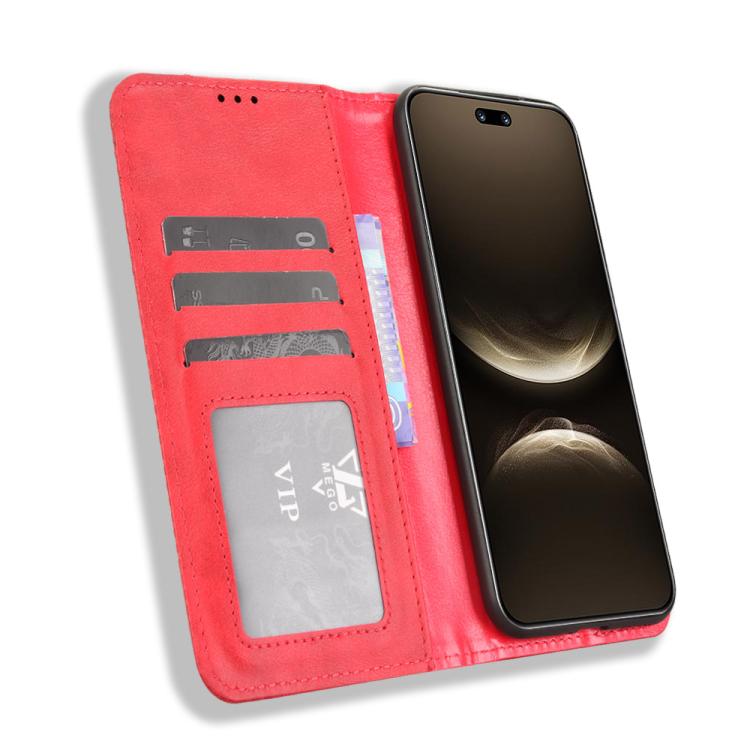Funda de cuero con textura retro y hebilla magnética para Huawei Nova 14 Ultra 5G (roja)
