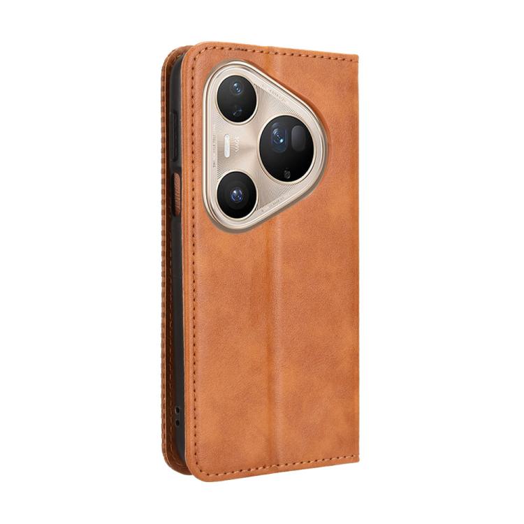 Funda de cuero con textura retro y hebilla magnética para Huawei Pura 80 Ultra 5G (marrón)