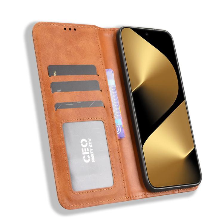 Funda de cuero con textura retro y hebilla magnética para Huawei Pura 80 Ultra 5G (marrón)