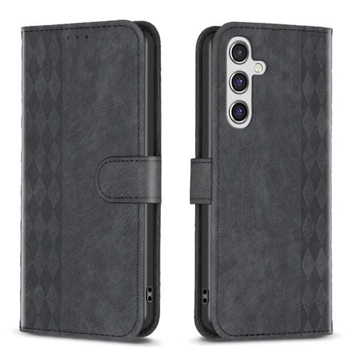 Funda para Samsung Galaxy A55 Cuero con Relieve a Cuadros (Negro)