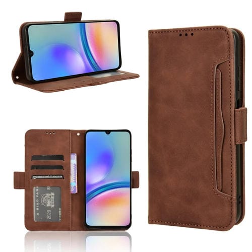 Funda para Samsung Galaxy A05S 4G Skin Feel Becerro Textura Ranuras para Tarjetas (Marrón)