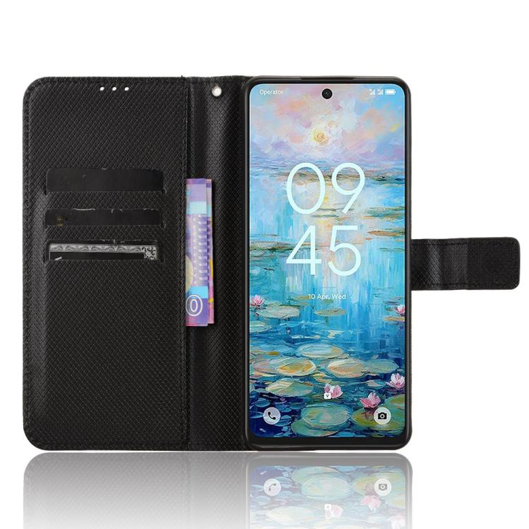 Funda de Cuero con Textura de Diamante para TCL 50 Nxtpaper 5G (Negra)