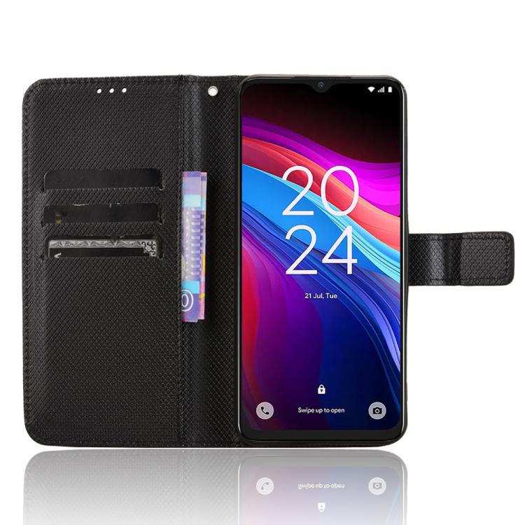 Funda de Cuero con Textura de Diamante para Teléfono TCL 503 (Negro)