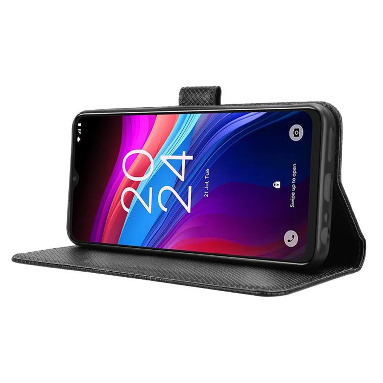 Funda de Cuero con Textura de Diamante para Teléfono TCL 503 (Negro)