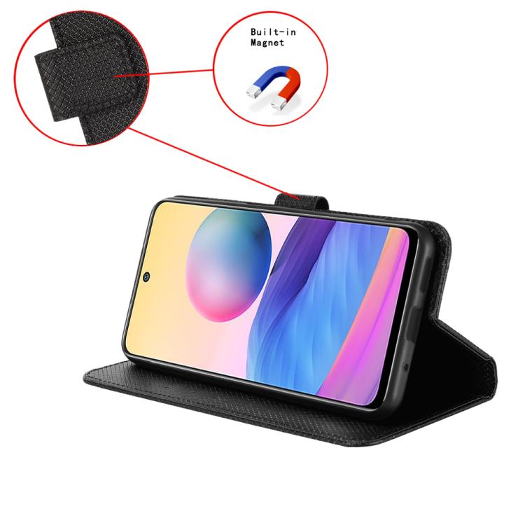Funda de Cuero con Textura de Diamante para Teléfono TCL 503 (Negro)