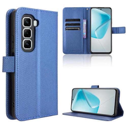 Funda de Cuero con Textura de Diamante para Infinix Hot 50 Pro 4G (Azul)