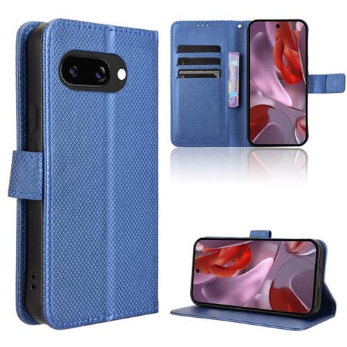Funda de Cuero con Textura de Diamante para Google Pixel 9A (Azul)