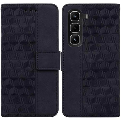 Funda de cuero con relieve geométrico para Infinix Hot 50 Pro+ 4G (negra)