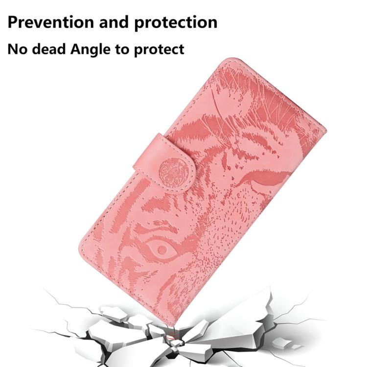 Funda de cuero con tapa y estampado de tigre para Infinix Hot 50 Pro 4G (rosa)