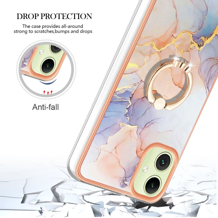 Caja de Teléfono Samsung Galaxy A05 Imd TPU con Galvanoplastia y Anillo (Mármol Blanco)