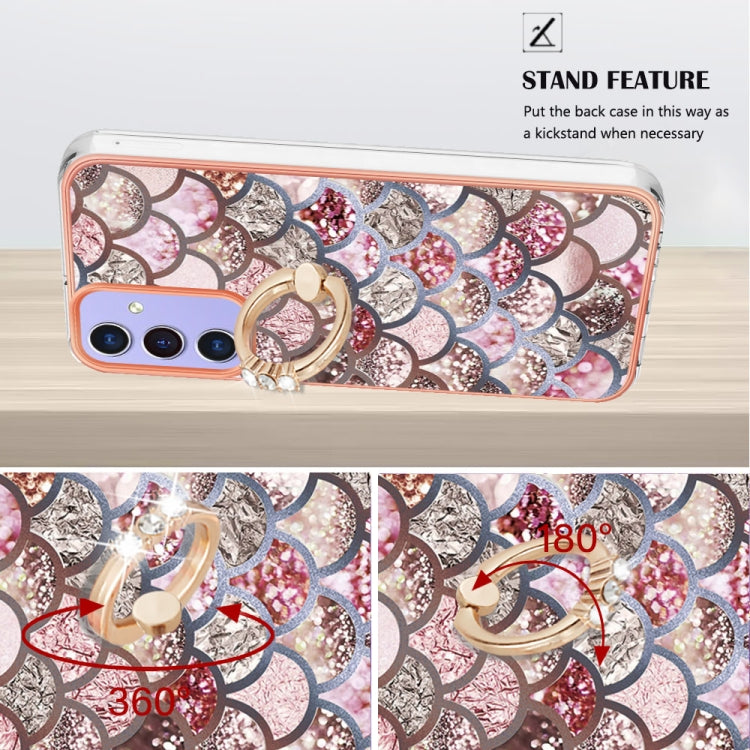 Caja de Teléfono Samsung Galaxy A15 5G Imd TPU con Galvanoplastia con Anillo (Escamas Rosadas)