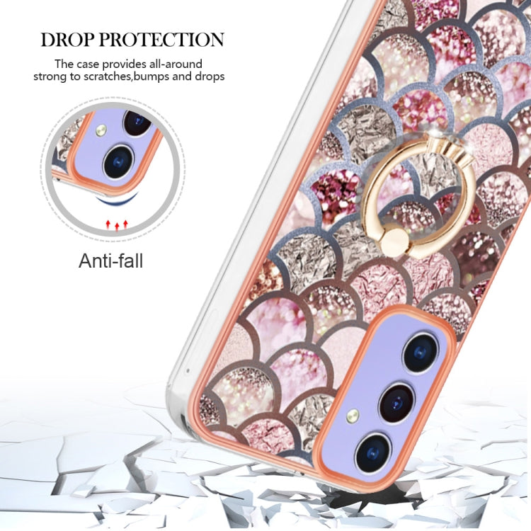 Caja de Teléfono Samsung Galaxy A15 5G Imd TPU con Galvanoplastia con Anillo (Escamas Rosadas)