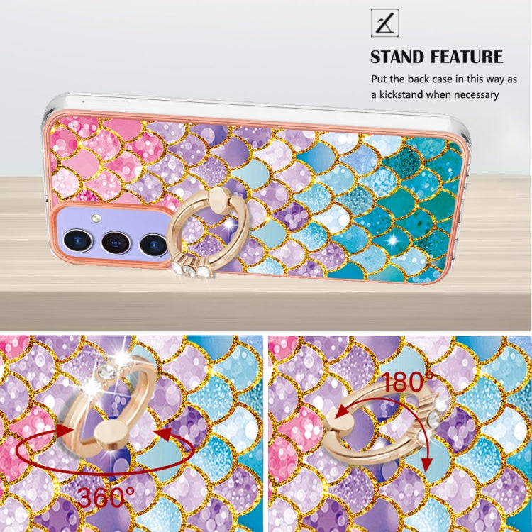Caja de Teléfono Samsung Galaxy A15 5G Imd TPU con Galvanoplastia y Anillo (Escamas de Colores)