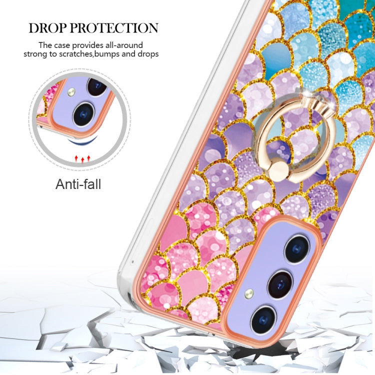 Caja de Teléfono Samsung Galaxy A15 5G Imd TPU con Galvanoplastia y Anillo (Escamas de Colores)