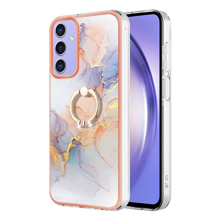Caja de Teléfono TPU Samsung Galaxy A15 5G con Galvanoplastia Anillo (Mármol Blanco)