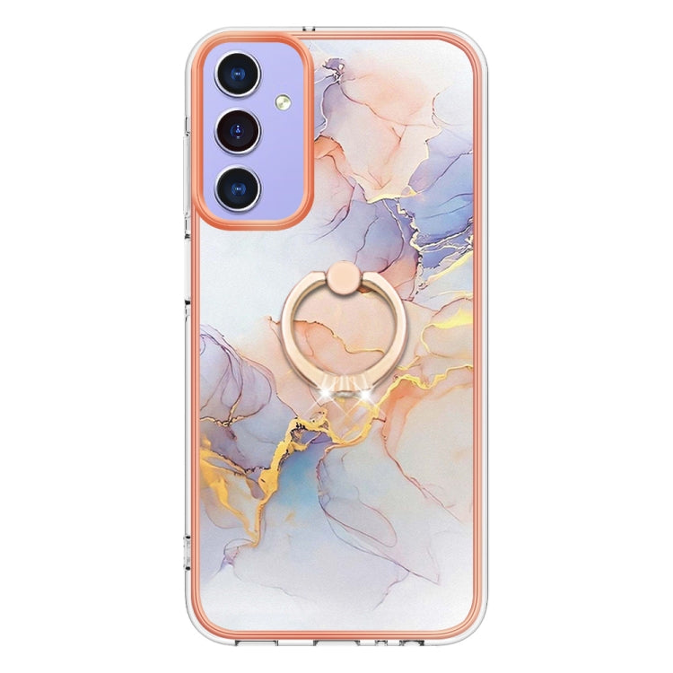 Caja de Teléfono TPU Samsung Galaxy A15 5G con Galvanoplastia Anillo (Mármol Blanco)