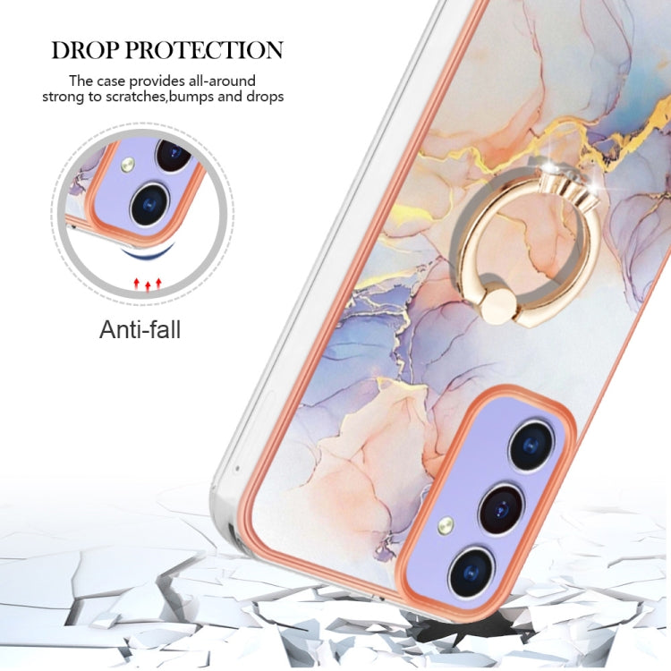 Caja de Teléfono TPU Samsung Galaxy A15 5G con Galvanoplastia Anillo (Mármol Blanco)