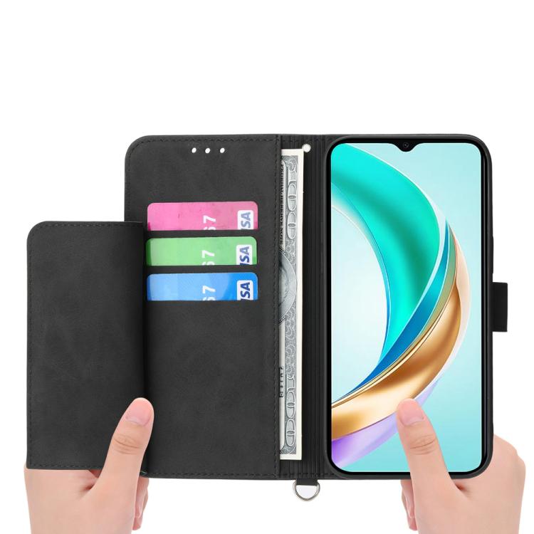 Funda de cuero con relieve de flores para Huawei Nova 14 Pro (negro)