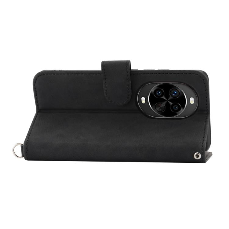 Funda de cuero con relieve de flores para Huawei Nova 14 Pro (negro)